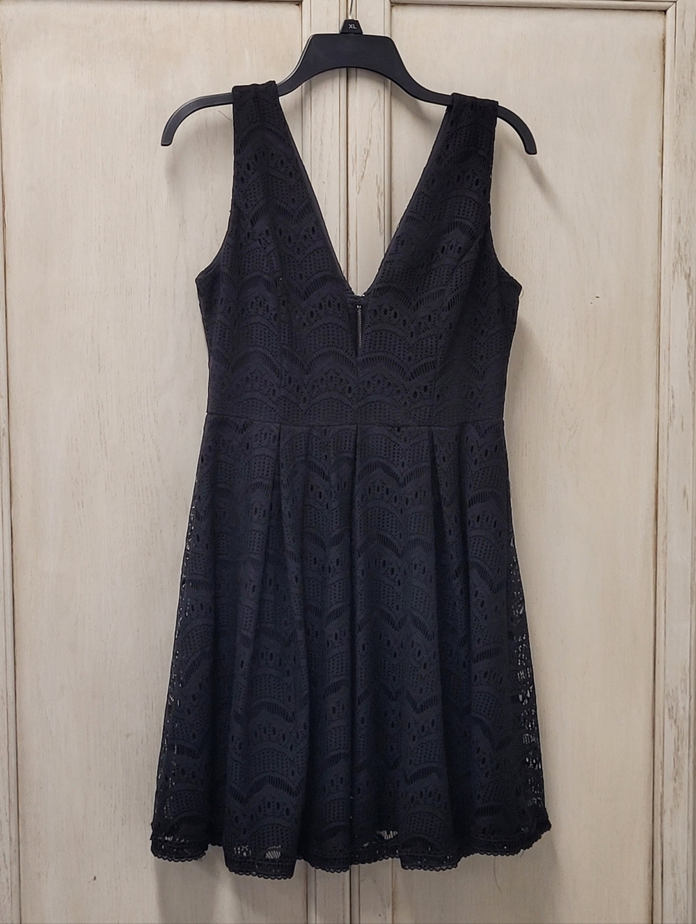 Stylish Black Lace V-Neck Fit & Flare Dress